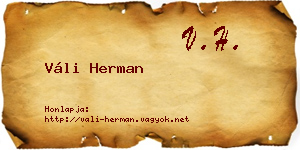 Váli Herman névjegykártya